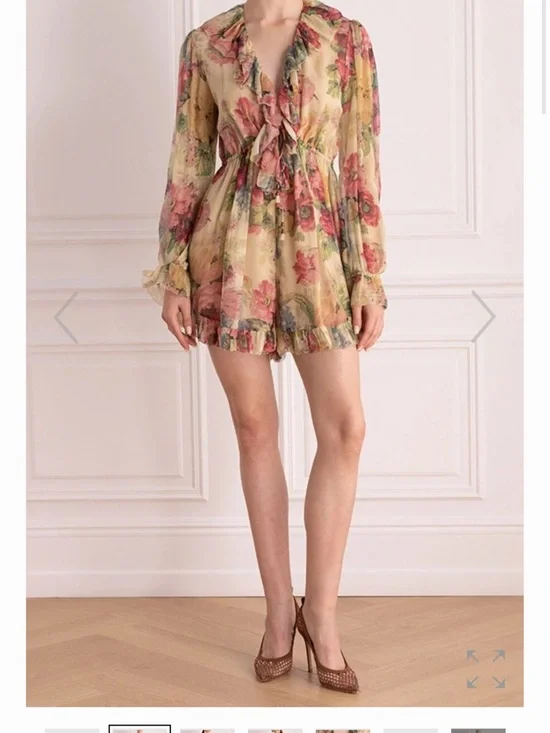 Zimmermann style O.P.T. Floral Ruffle Tie-Front Dress - Multicolor - Picture 15 of 16